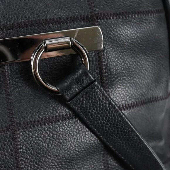 CHANEL Choco Bar Hand Bag Grained Calf Skin Black Silver gold - Picture 8 of 16